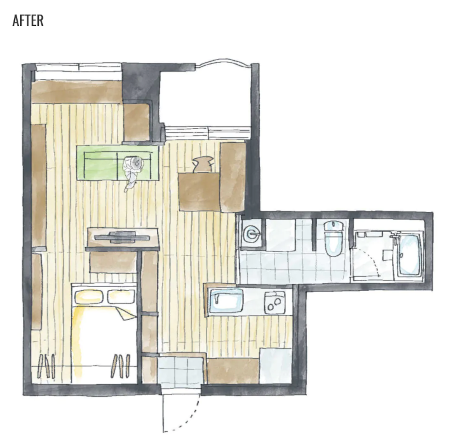 好きな本に囲まれる一人暮らし用マンションリノベ｜アフター