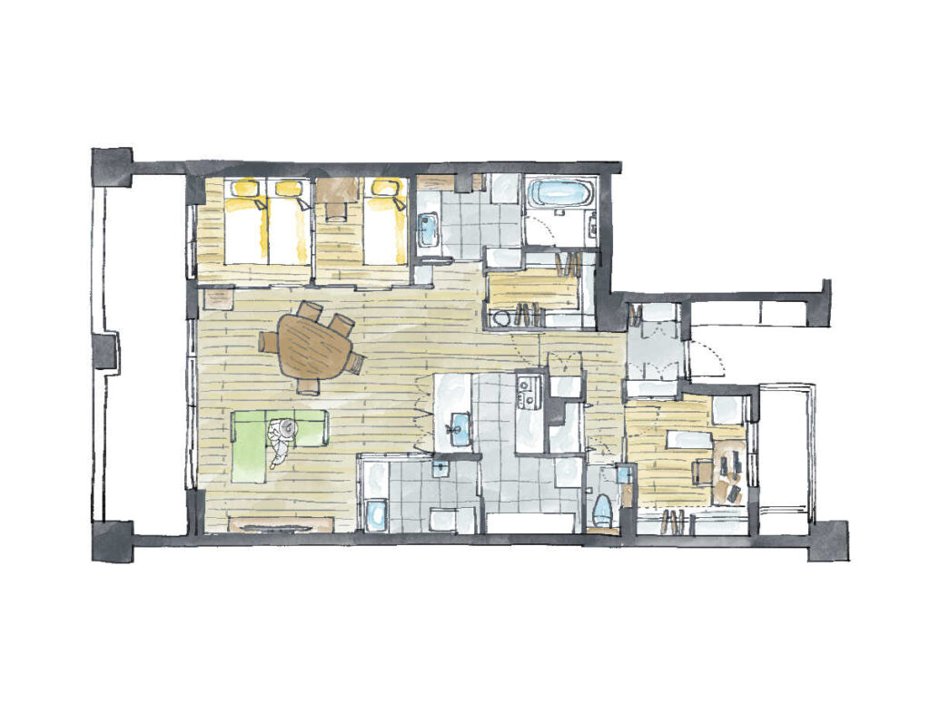 国立市中のマンションリノベーション後の間取り図