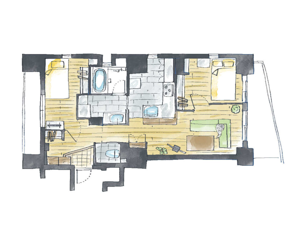 中野区弥生町のマンションリノベーション後の間取り図