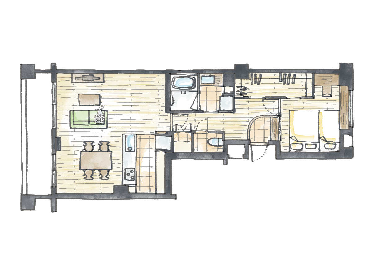 【東京の狭小マンション】3人家族向けのリノベーション間取り事例｜リノベーション後の間取り図