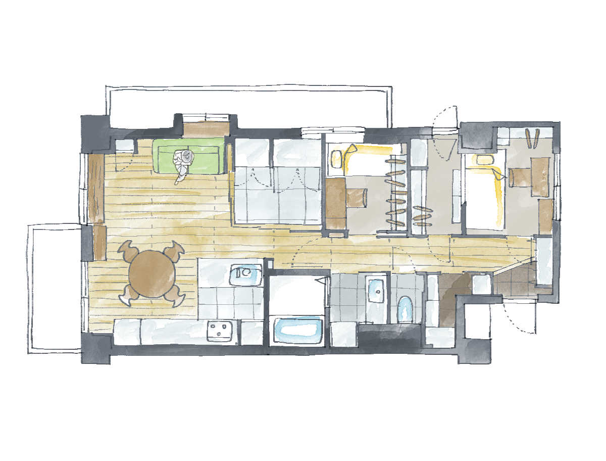 マンションの間取り変更リフォーム後の間取り図