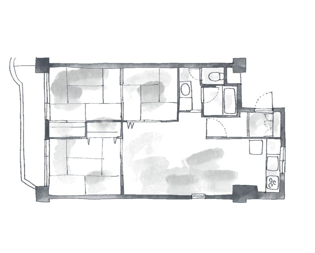 築53年のマンションリノベーション事例の間取り図(施工前)