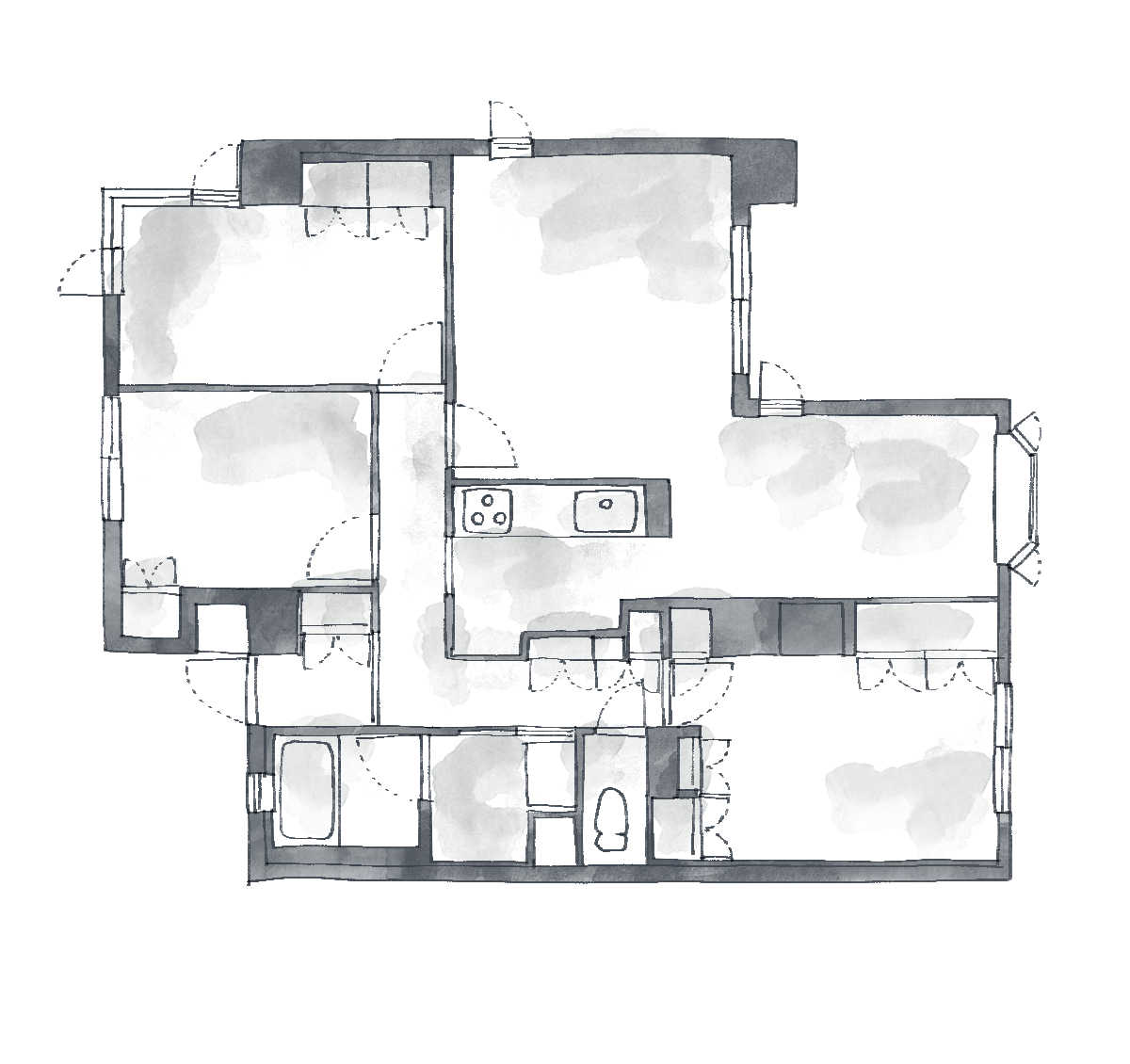 狭い家（狭小マンション）のストレスを解消するリノベーションのアイデア事例｜リノベーション前の間取り図