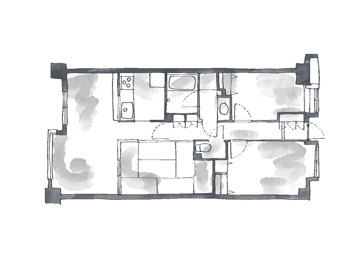 【東京の狭小マンション】3人家族向けのリノベーション間取り事例｜リノベーション前の間取り図