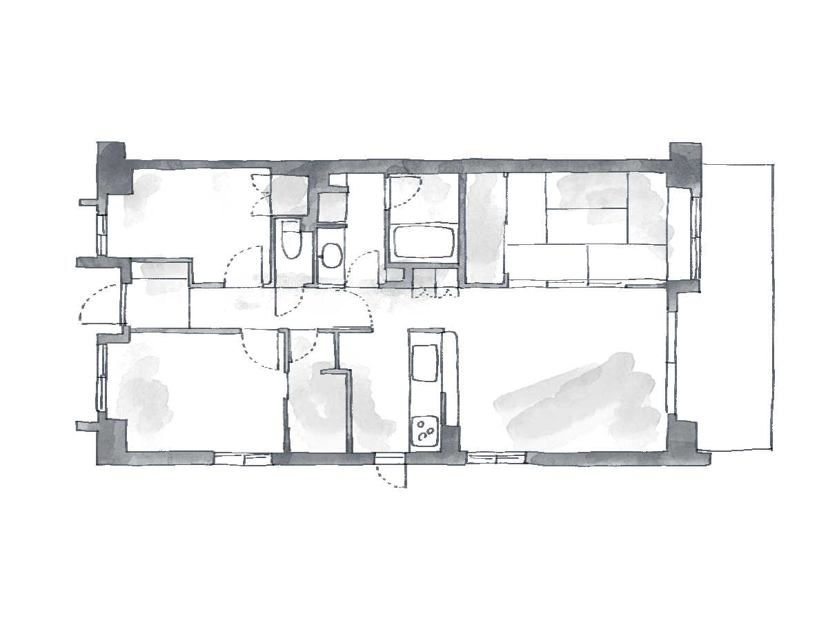 【東京の狭小マンション】3人家族向けのリノベーション間取り事例｜リノベーション前の間取り図