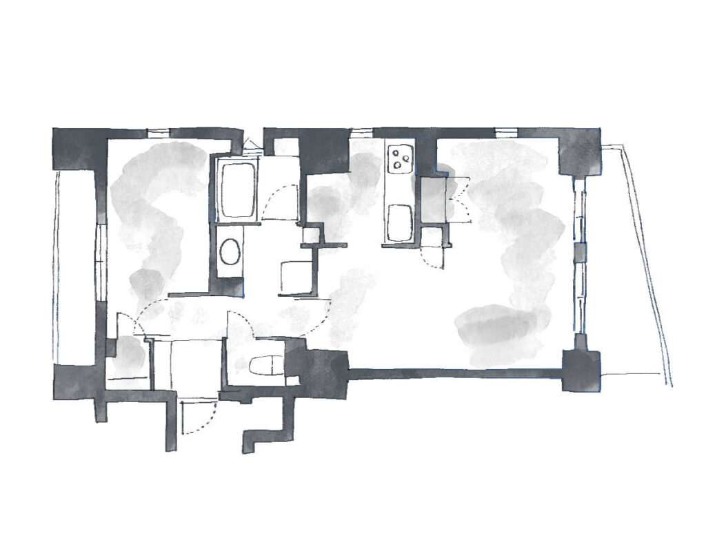 中野区弥生町のマンションリノベーション前の間取り図