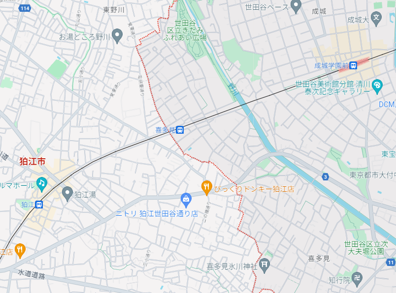 狛江市喜多見駅周辺のマップ