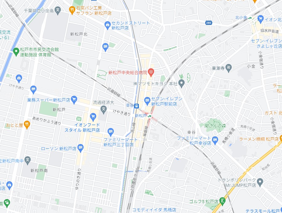新松戸エリアのマップ