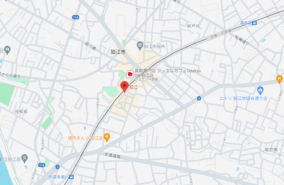 狛江市狛江駅周辺のマップ
