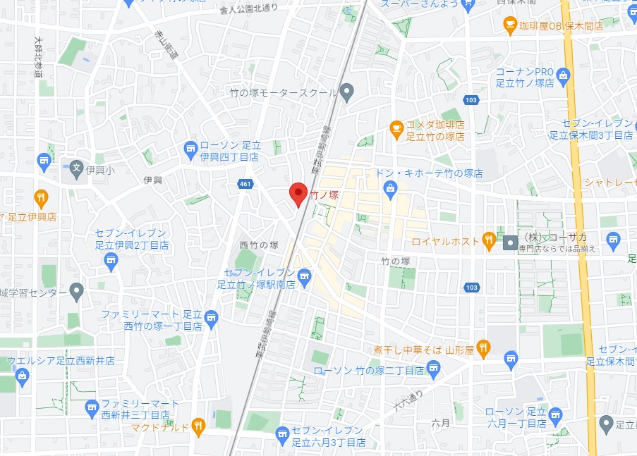 足立区竹の塚のマップ