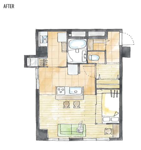 ミニマルな間取りでもホームパーティを楽しめる一人暮らし用リノベ｜アフター