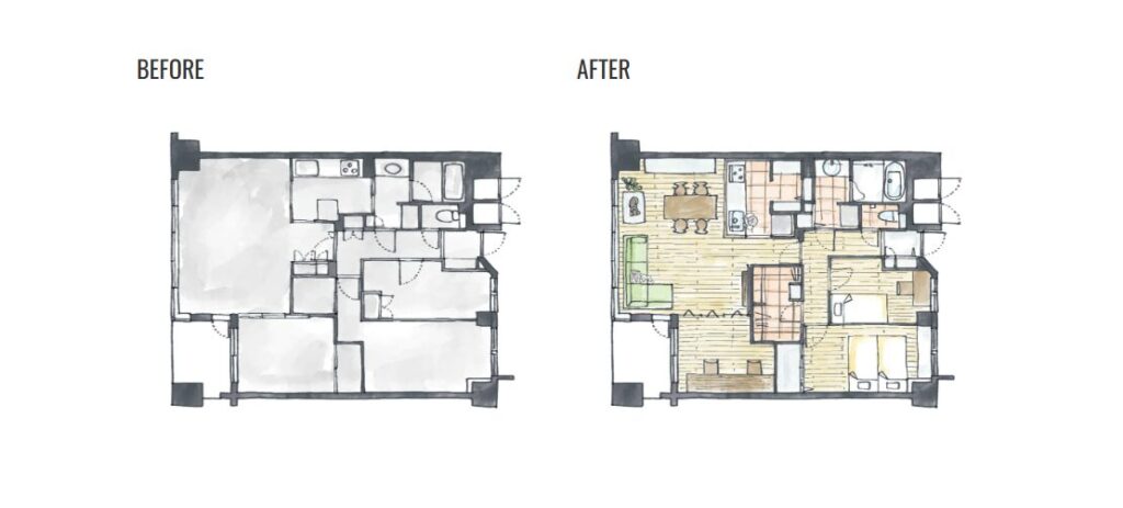 自慢の特別空間がおしゃれなリビングリノベーションの間取り図