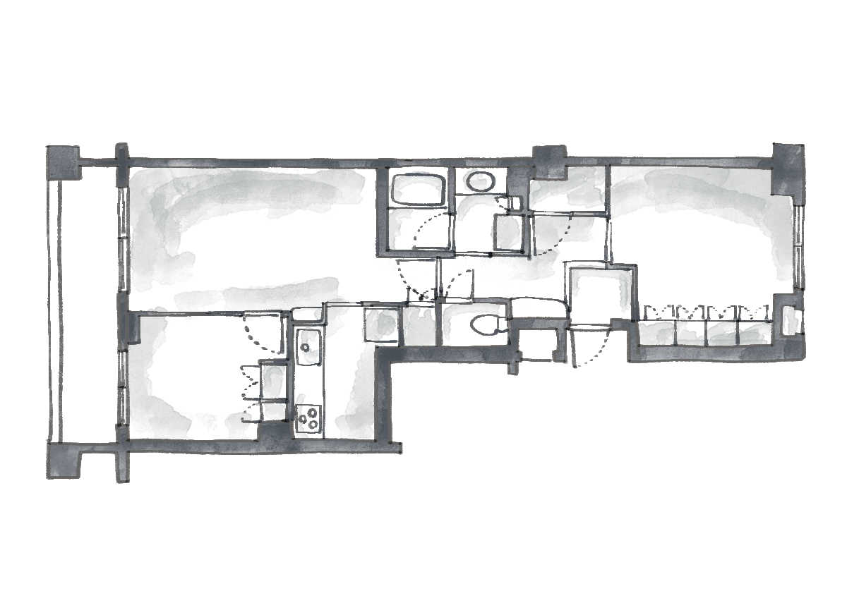 【東京の狭小マンション】3人家族向けのリノベーション間取り事例｜リノベーション前の間取り図