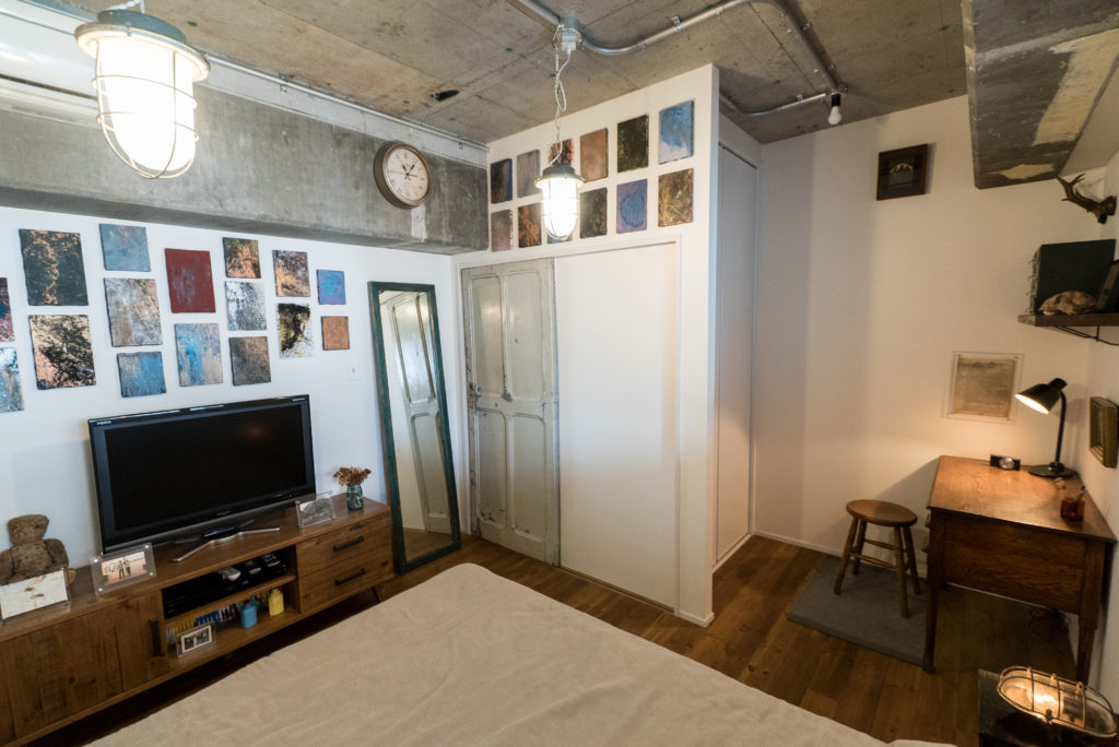 鉄筋コンクリートマンションリノベーション事例　ヴィンテージ風寝室