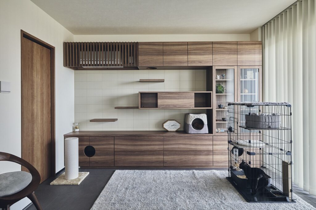 猫のために造作したキャットステップ兼収納