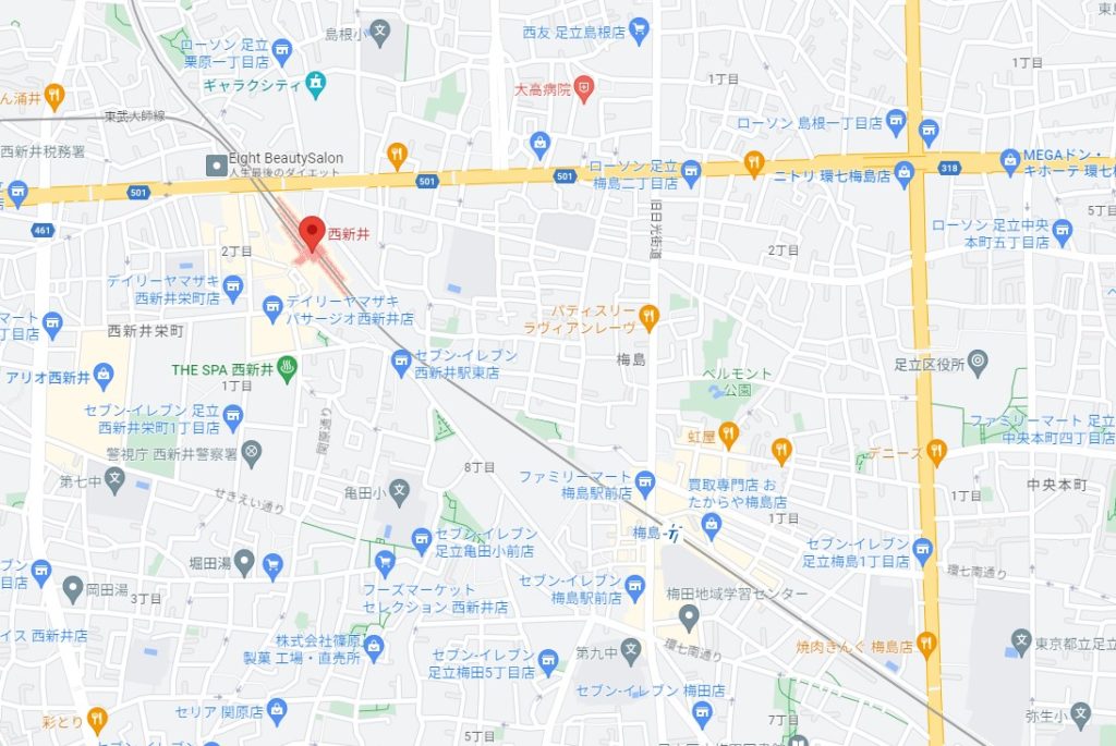 足立区西新井・梅島のマップ