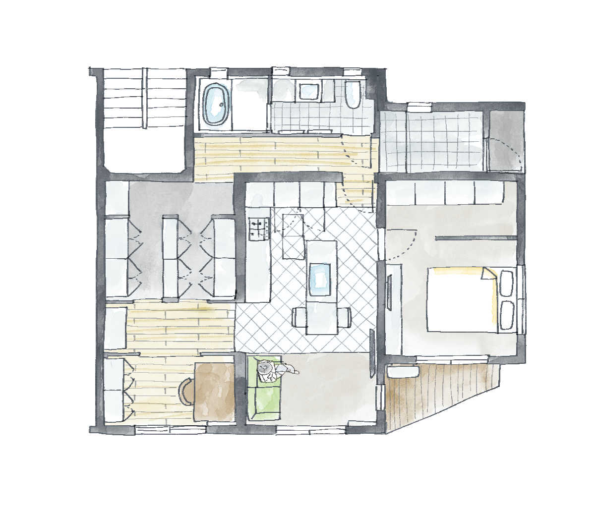 マンションの間取り変更リフォーム後の間取り図