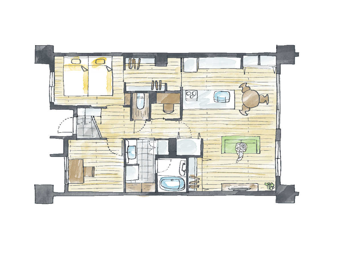マンションの間取り変更リフォーム後の間取り図
