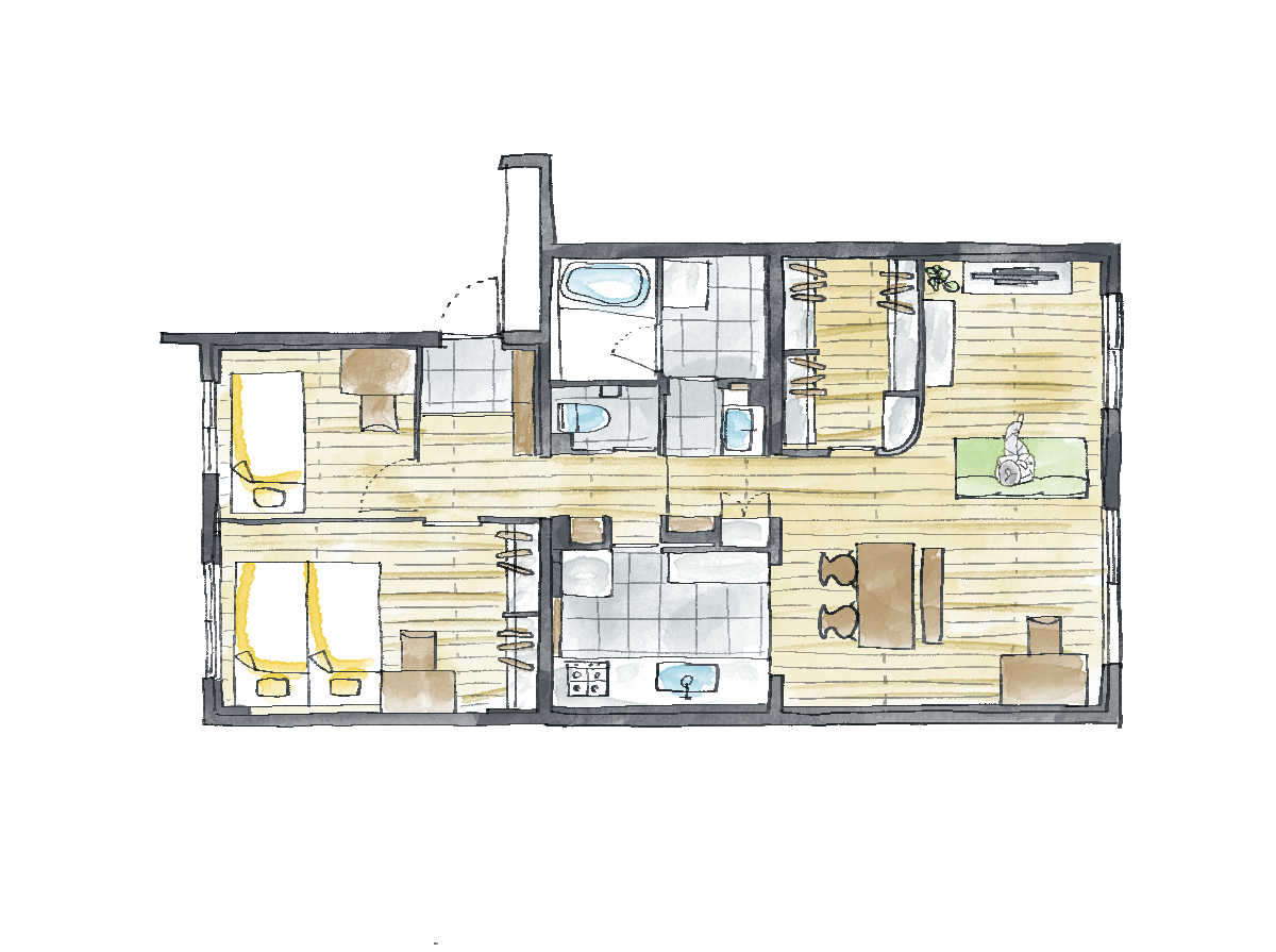 マンションの間取り変更リフォーム後の間取り図