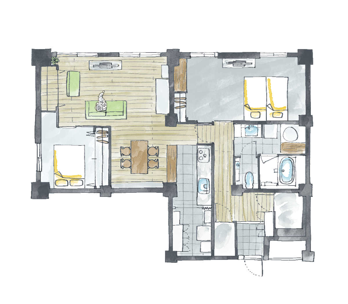 マンションの間取り変更リフォーム後の間取り図