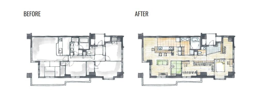 約100平米マンションのフルリノベーション事例(千葉県浦安市)BEFORE・AFTER