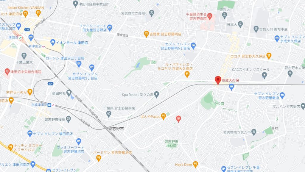京成大久保駅エリアのマップ