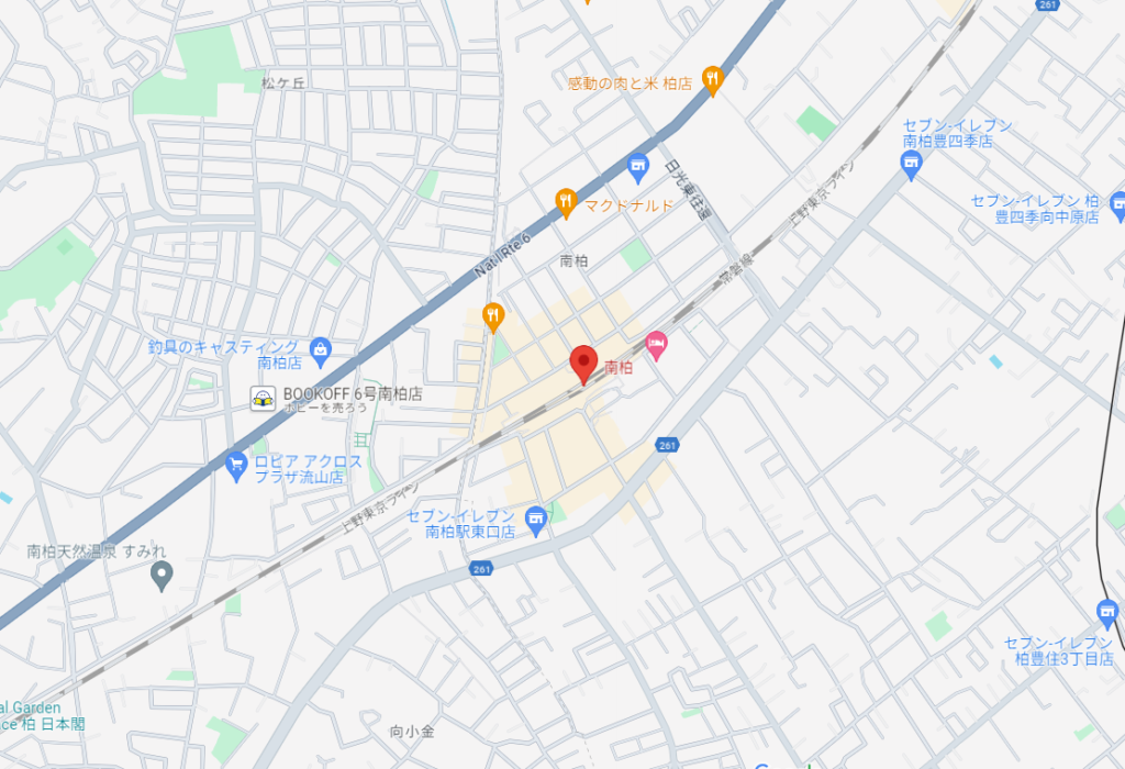 千葉県南柏駅周辺のマップ