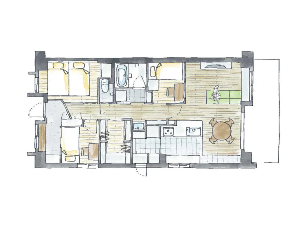 東京都府中市74㎡のマンションリノベーション後の間取り図